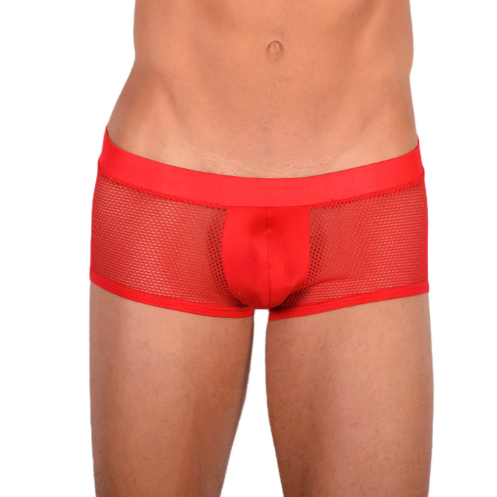 Doreanse Boxer sexy soyeux Hipster court taille basse en maille Boxer rouge 1588 8