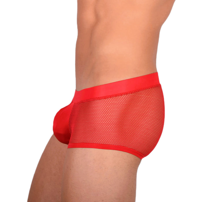 Doreanse sexy Boxer Brief Silky Hipster Short Low Rise-Mesh Boxer RED 1588 8