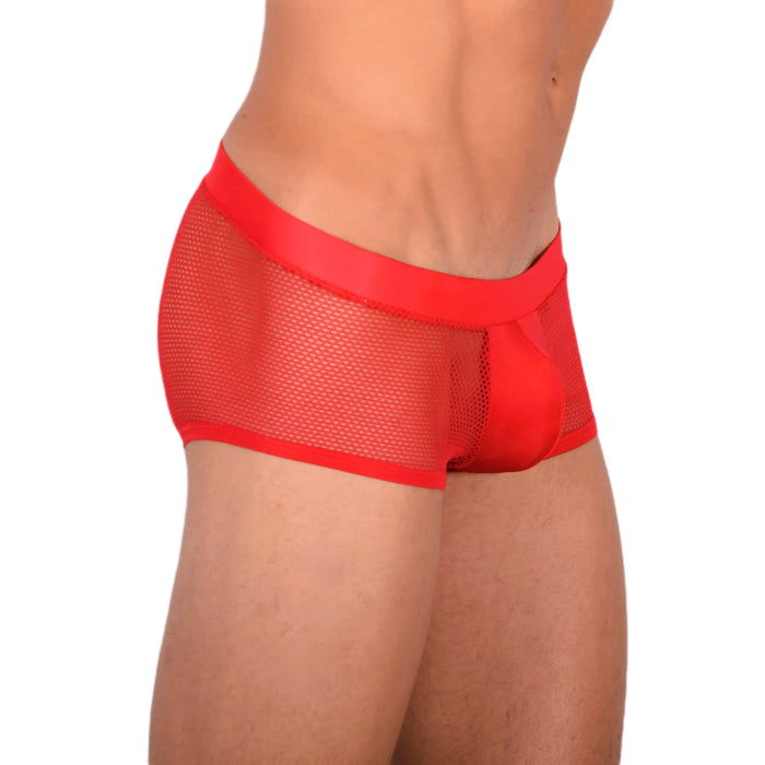 Doreanse sexy Boxer Brief Silky Hipster Short Low Rise-Mesh Boxer RED 1588 8