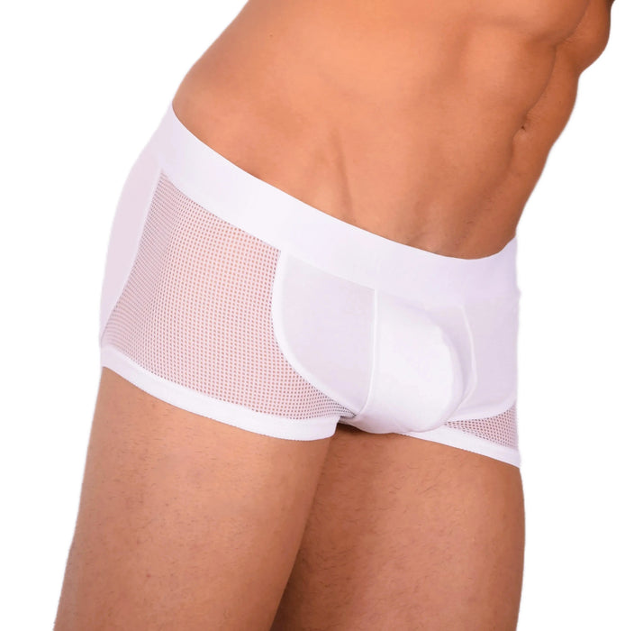 DOREANSE Boxer homme sexy côté maille tissu blanc 1705 13