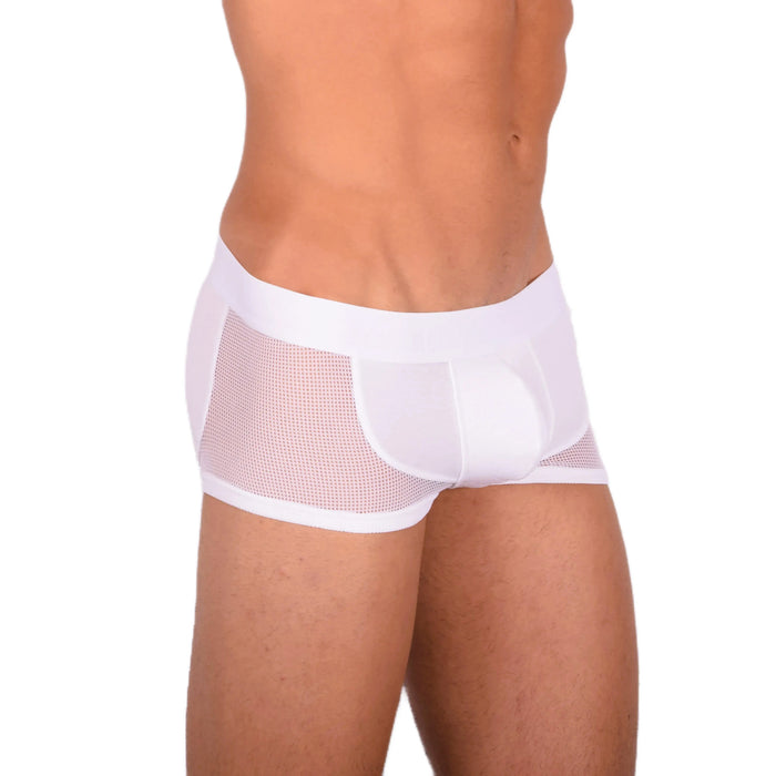 DOREANSE Mens Boxer brief sexy side mesh fabric White 1705 13