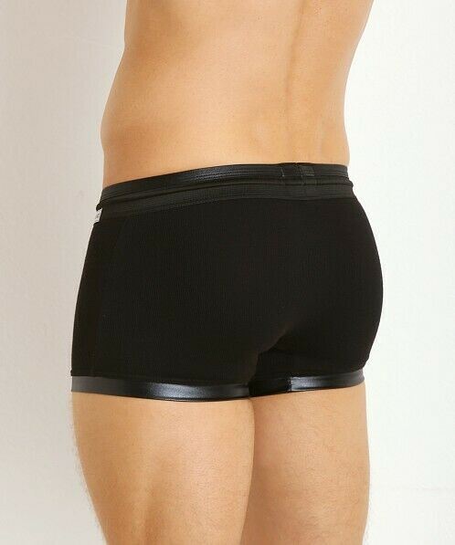 Modus Vivendi Boxer Military Leather Look Quality Ribbed Cotton Black 08521 93B