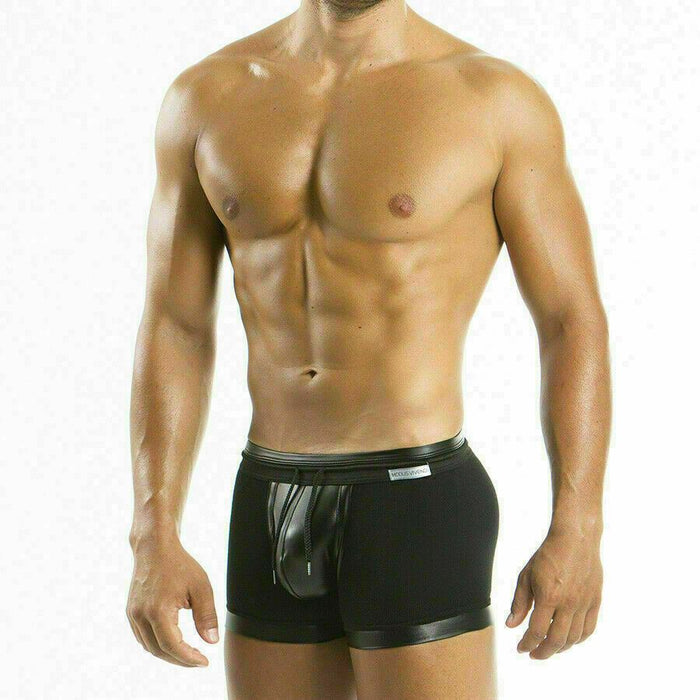 Modus Vivendi Boxer Military Leather Look Quality Ribbed Cotton Black 08521 93B