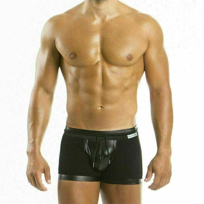 Modus Vivendi Boxer Military Leather Look Quality Ribbed Cotton Black 08521 93B