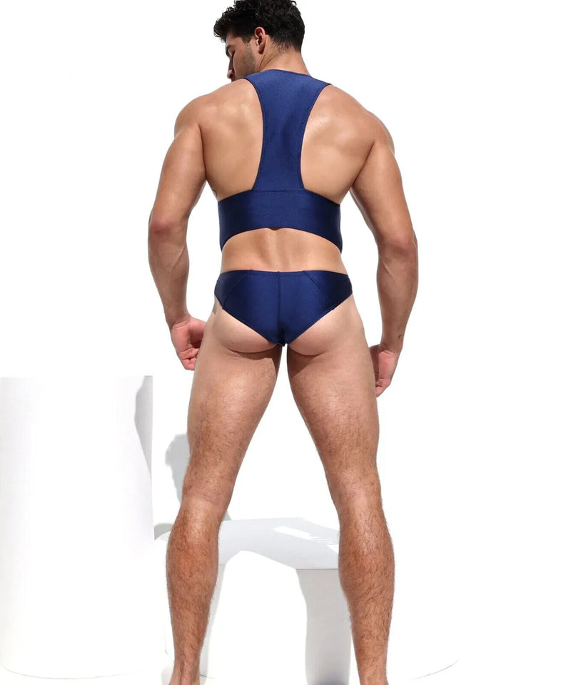 Maillot de bain RUFSKIN BASILE Slip de bain Body Singlet Boucle chromée Bleu marine riche B8