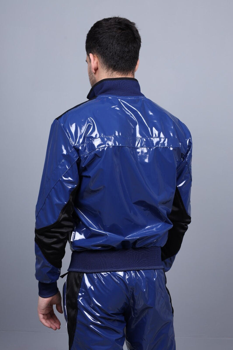 MR. RIEGILLIO PVC Jacket 24 Tracksuit Shiny Blue R1041