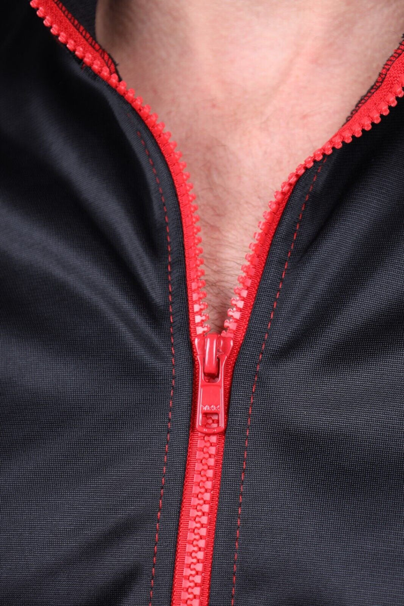 Veste en cuir vegan MR. RIEGILLIO Survêtement 24 Col rond Rouge R1027