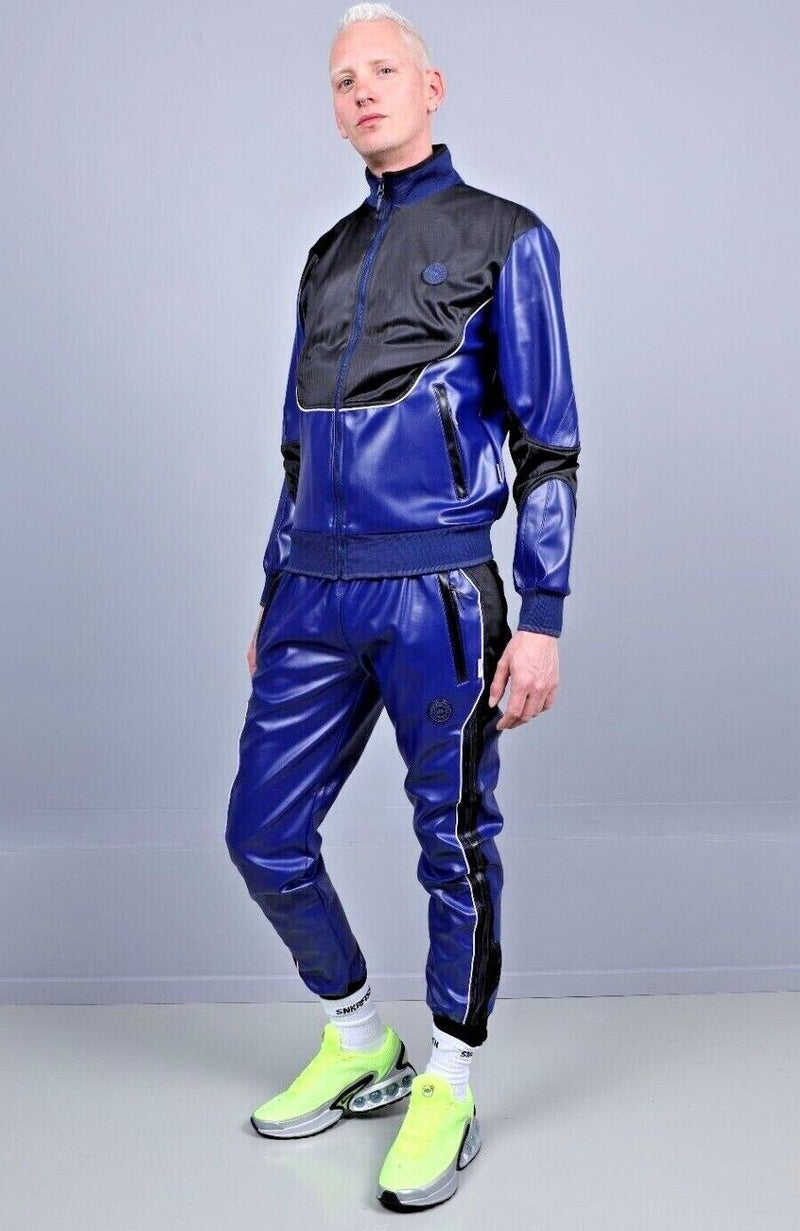 MR. RIEGILLIO Vegan Leather Pants Tracksuit 24 Blue Pant R1040