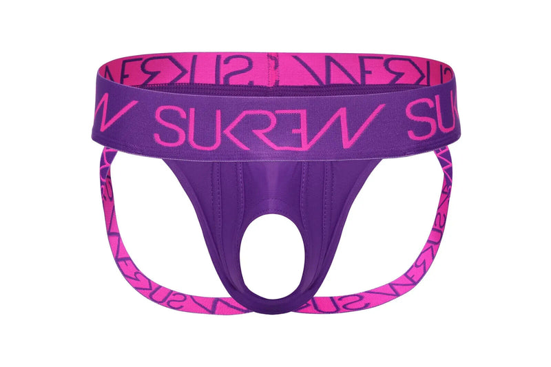 SUKREW U-Style Jock with Oval Front Low-Rise Jockstrap in Tyrian Purple 36