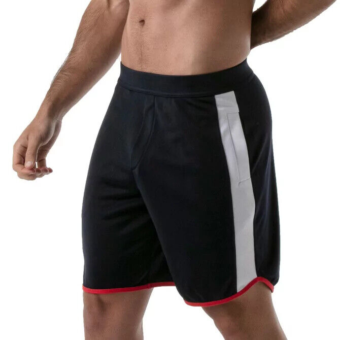 TOF PARIS Gym Long Sports Short With Antibacterial +50 UV Protection Navy 12