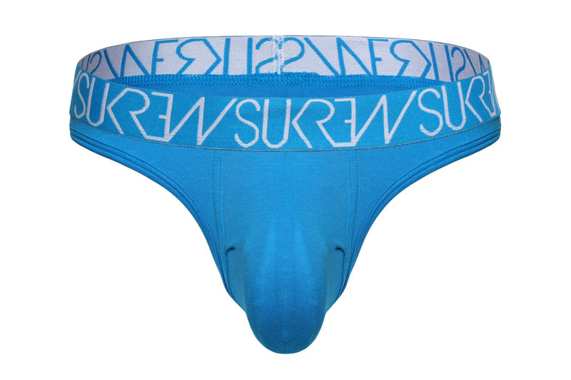 SUKREW String Classique en Coton Poche Contourée Flexible Large Bleu Azur 2