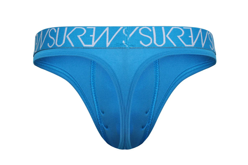 SUKREW String Classique en Coton Poche Contourée Flexible Large Bleu Azur 2