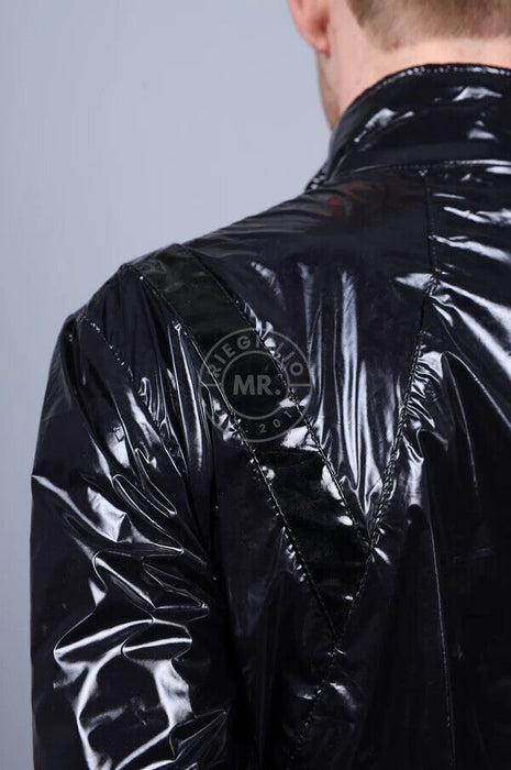 MR. RIEGILLIO Shiny Nylon 24 Tracksuit Jacket Black R1025