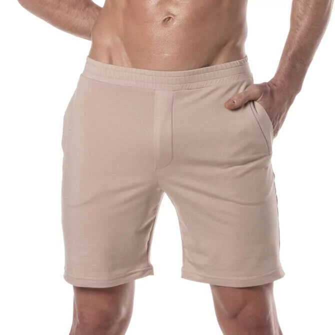 TOF PARIS Short à Poche en Bambou avec Fermeture Éclair, Rabat Arrière, Short Antibactérien Beige