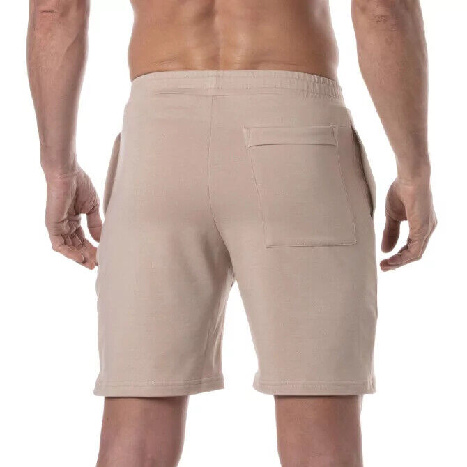 TOF PARIS Short à Poche en Bambou avec Fermeture Éclair, Rabat Arrière, Short Antibactérien Beige