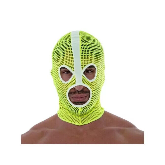 TOF PARIS Néon Maille Capuche Résille Vie Nocturne Mode Tenue de Club Jaune Fluorescent