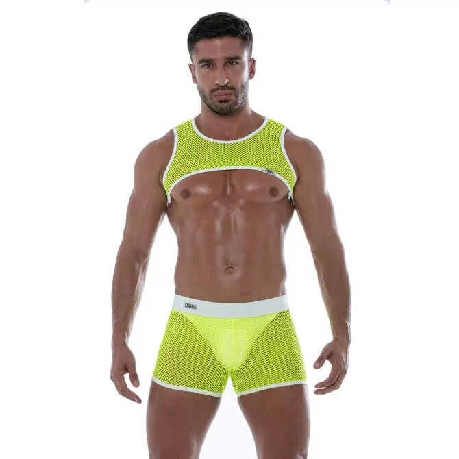 TOF PARIS Fluorescent Mesh Harness Neon Yellow Contrast Straps 17