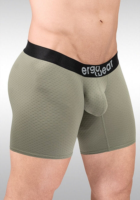 ErgoWear Long Boxer Briefs MAX Flow 3D-Pouch Perforated Midcut Smoke Green 1680