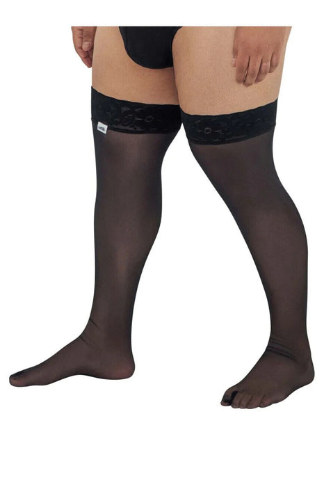 CandyMan Mens Mesh Thigh Highs With Matching Lace in Black 99533X O/S 3