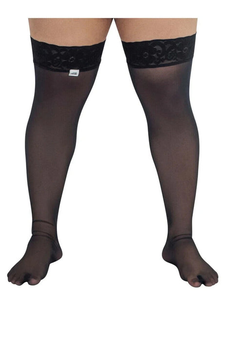 CandyMan Mens Mesh Thigh Highs With Matching Lace in Black 99533X O/S 3