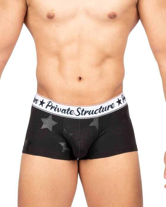 Private Structure Classic Motif Cotton Boxer Trunk Onyx Stars Black 4592 109