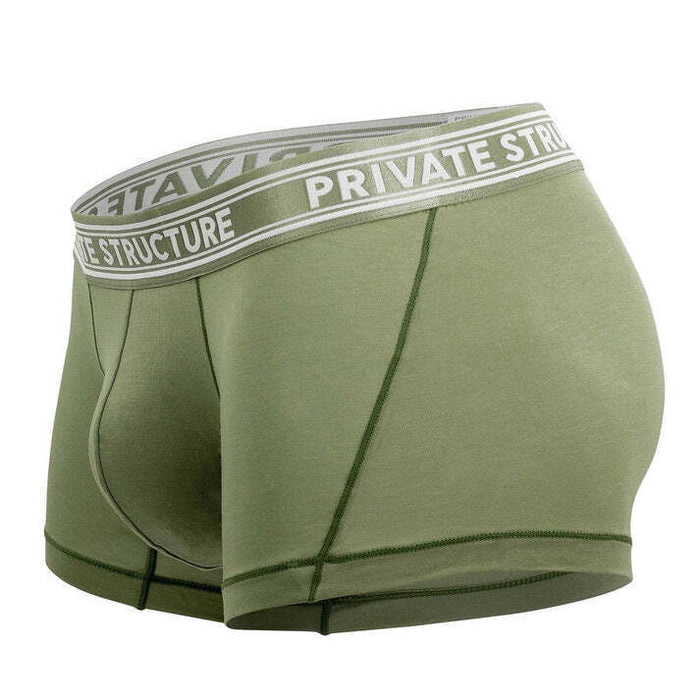 PRIVATE STRUCTURE Bamboo Boxer Viscose Mid-Waist Trunk Olive 4379 110