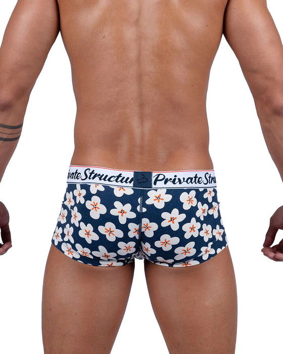 Boxer PRIVATE STRUCTURE Classic Motif Mid-Waist Boxer Trunk 4505 Floral Navy