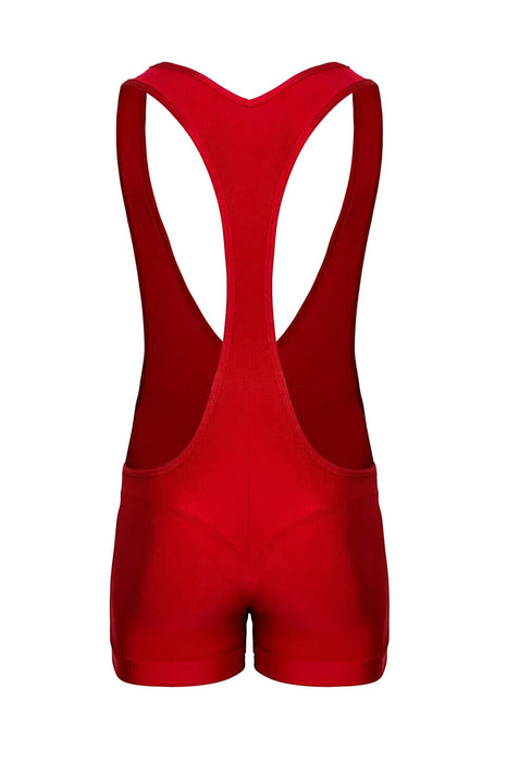 SUKREW V-Neck Singlet Bum Accentuating Bodysuit Low-Cut Side in Liberty Red 38