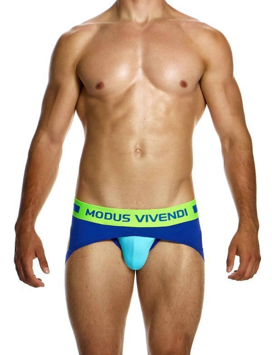 Modus Vivendi Sporty Fly Jockstrap Original Peplum Knitted Jock Blue 12413