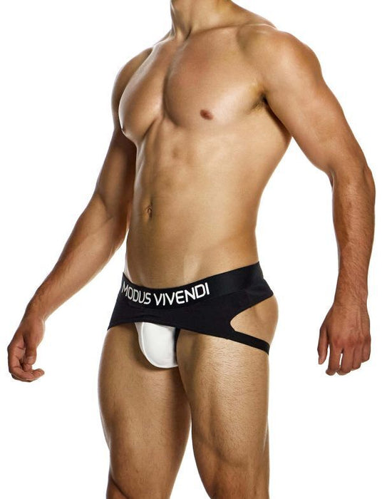 Modus Vivendi Sporty Fly Jockstrap Original Peplum Knitted Jock Black 12413