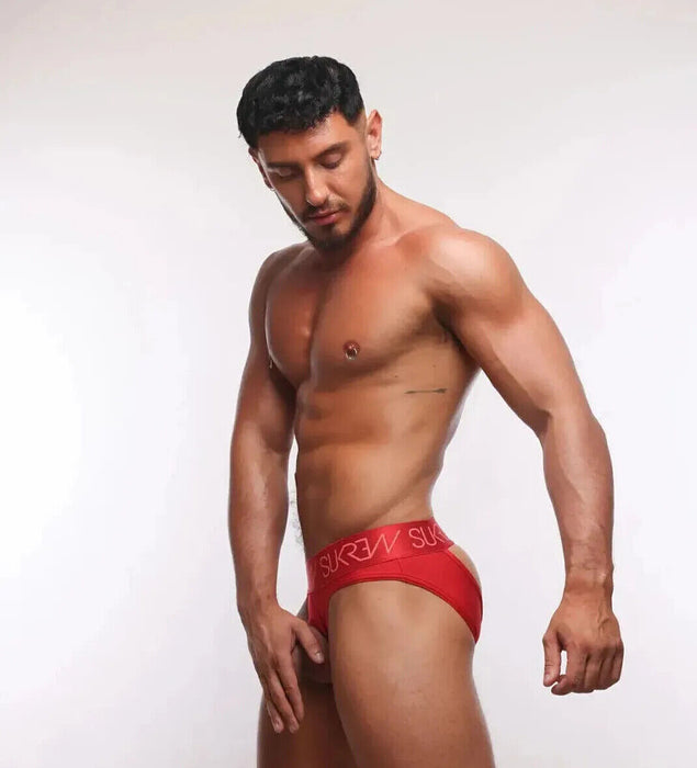 SUKREW U-Style V-Brief Open Front and Two Back Straps Liberty Red 38