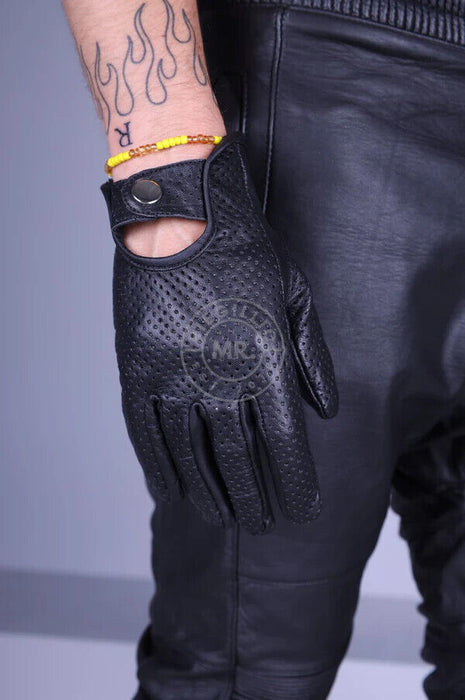 MR. Riegillio Leather Racing Gloves Lightweight Resilient Sheep Leathers Black