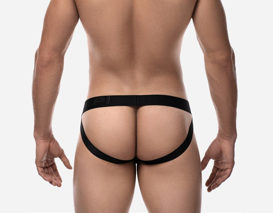 PUMP! Whisper Jock With Light Sheer Stripes in Matt Black Jockstrap 15082