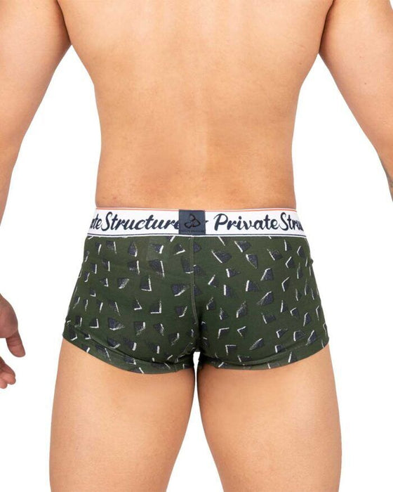 Private Structure Classic Motif Cotton Boxer Trunk Fragments Basil Green 4592