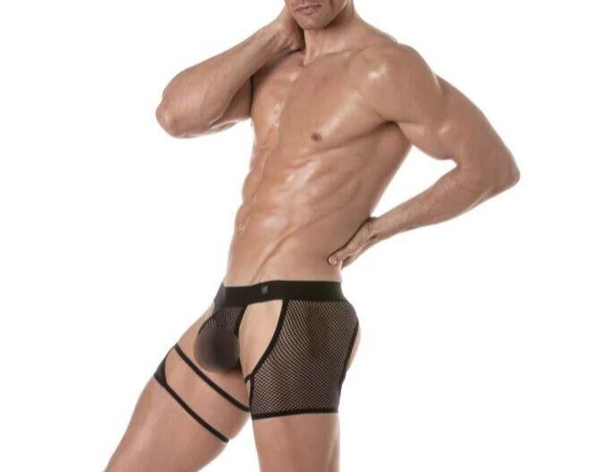 TOF PARIS Circuit Fishnet Chaps Thong Mesh Elastic Edge Black 87