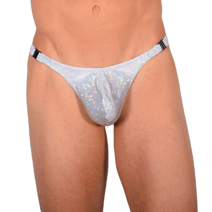 SMU Tanning Walking around sheer Party Silver Thong MX19 33976