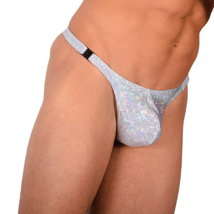 SMU Tanning Walking around sheer Party Silver Thong MX19 33976