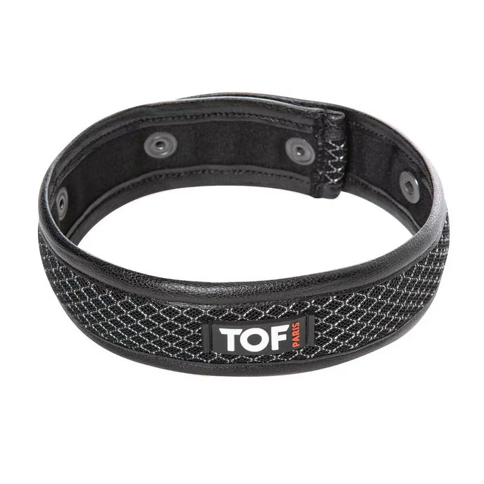 (1) TOF PARIS 3D Armband Mesh Snap Button Black Grey 89