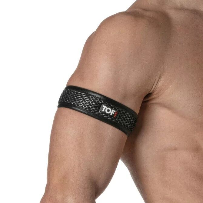 (1) TOF PARIS 3D Armband Mesh Snap Button Black Grey 89