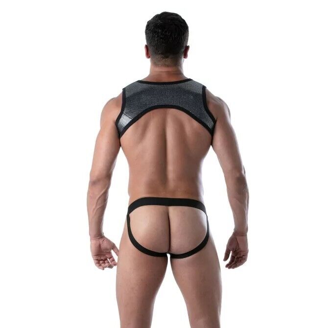 TOF PARIS 3D Snap Jock Breathable Mesh With Fitted Front Pocket Silver Jockstrap