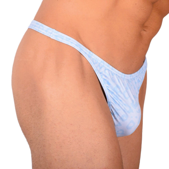 S/M SMU Tanning Walking around sheer Light Blue Wildlife Thong MX19 34014