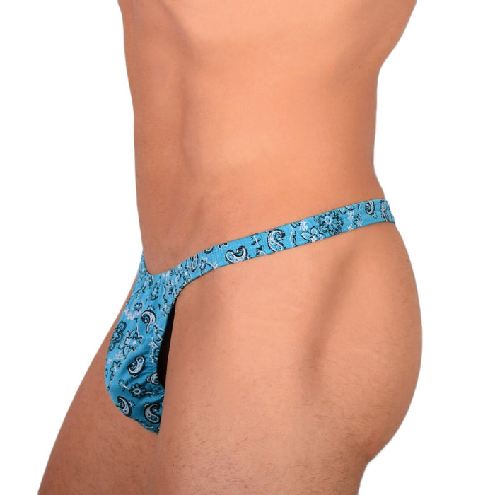 S/M SMU Tanning Walking around sheer Turquoise Thong MX19 34015