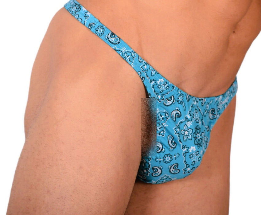 S/M SMU Tanning Walking around sheer Turquoise Thong MX19 34015