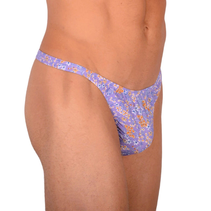 S/M SMU Tanning Walking around sheer Floral Purple Thong MX19 34017