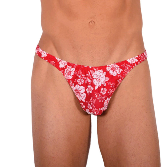 XS/S SMU Tanning Walking around Floral Red Thong MX19 34051