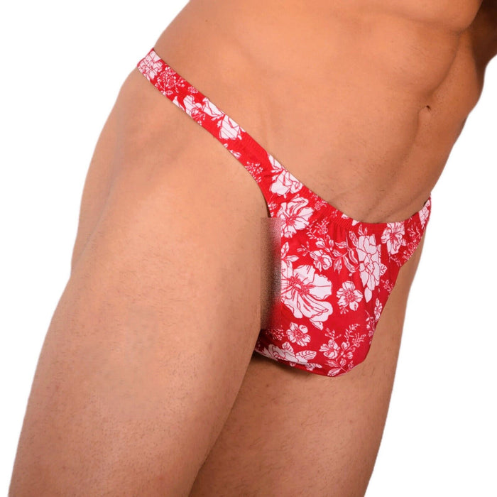 XS/S SMU Tanning Walking around Floral Red Thong MX19 34051