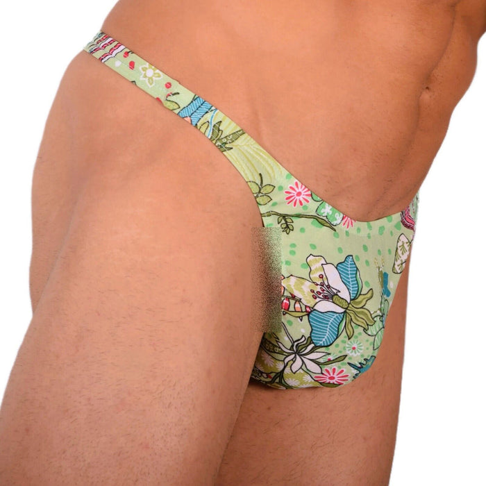 XS/S SMU Tanning Walking around Green Floral Thongs MX20 34063