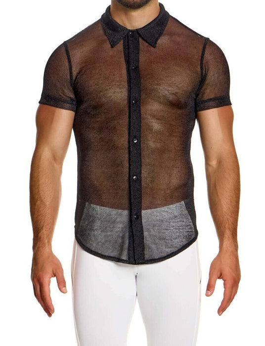 MODUS VIVENDI Chemise Armor Shirt Luxury Metallic Black Yarns Knitted 01042 56A