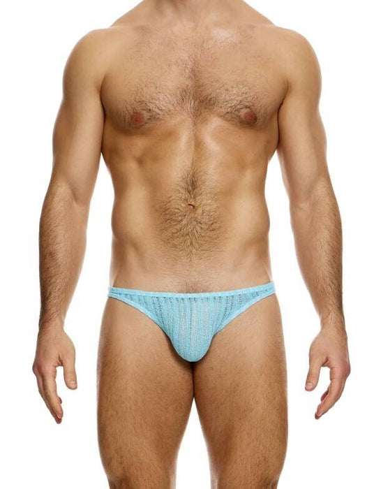 MODUS VIVENDI Bikini Brief Striped Crochet Low-Cut Briefs in Light Blue 07413