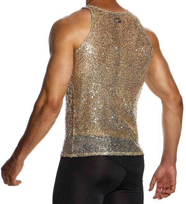 MODUS VIVENDI Harem Tank Top Slim Fit Sleeveless Sequins Gold 19431 B58